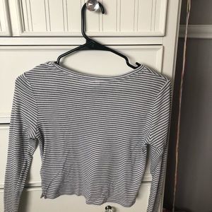 Striped long sleeve crop top